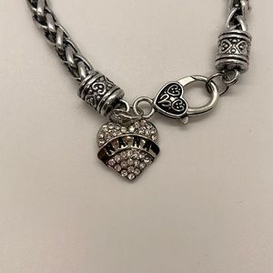 Nana heart charmed cubic zirconia silver toned Bracelet